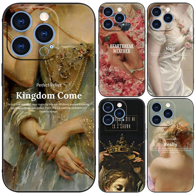 Renaissance Art Aesthetic Retro Black Case For Huawei Pura70 Pro Plus P60 Pro P50 P40 P30 P20 Pro P10 Lite PSmart Z PSmart 2021