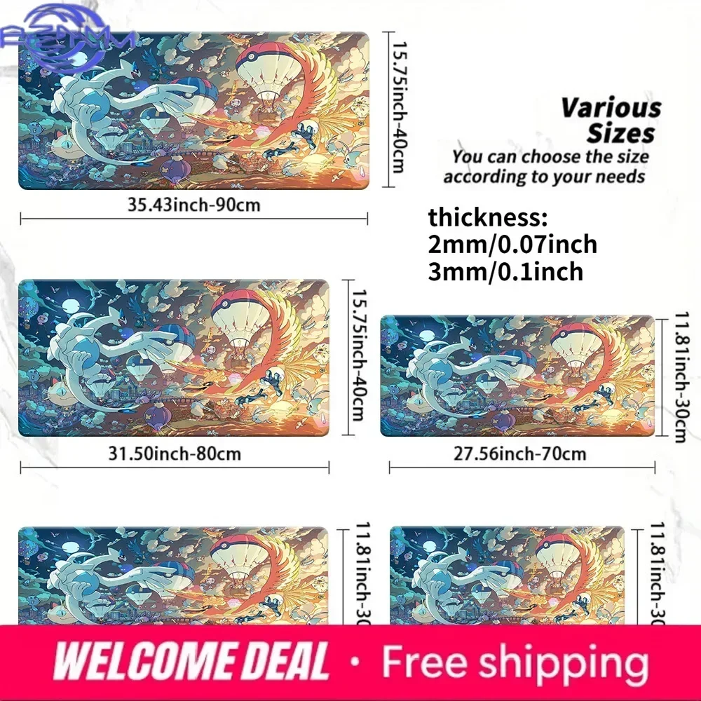 Fantasy Winged Beasts Large Gaming Mouse Pad Night Sky Cartoon Scene Non Slip Lock Edge Keyboard Desk Mat