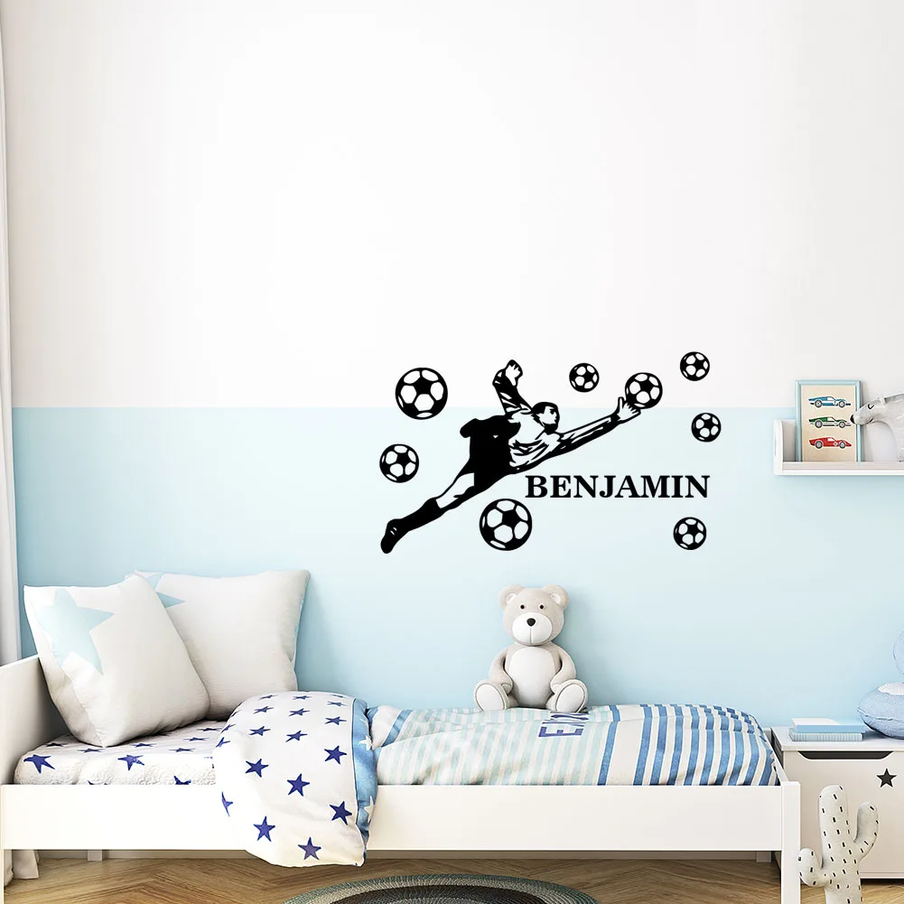 1PC Creative Soccer Custom Text Name Wall Stickers Vinyl Art Decals For party decoration Customizable Text Mural