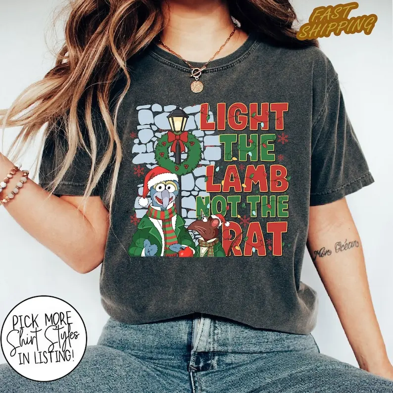 

Light The Lamp Not The Rat Christmas Shirt, Christmas Holiday Tee Vintage Carol Scene Winter Season Shirt