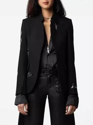 Transgraniczna e-commerce zwycięzcy 24 Z&@V Sassy Commuter Structured Simple Atmosphere Heart Pattern Notch Lapel Blazer