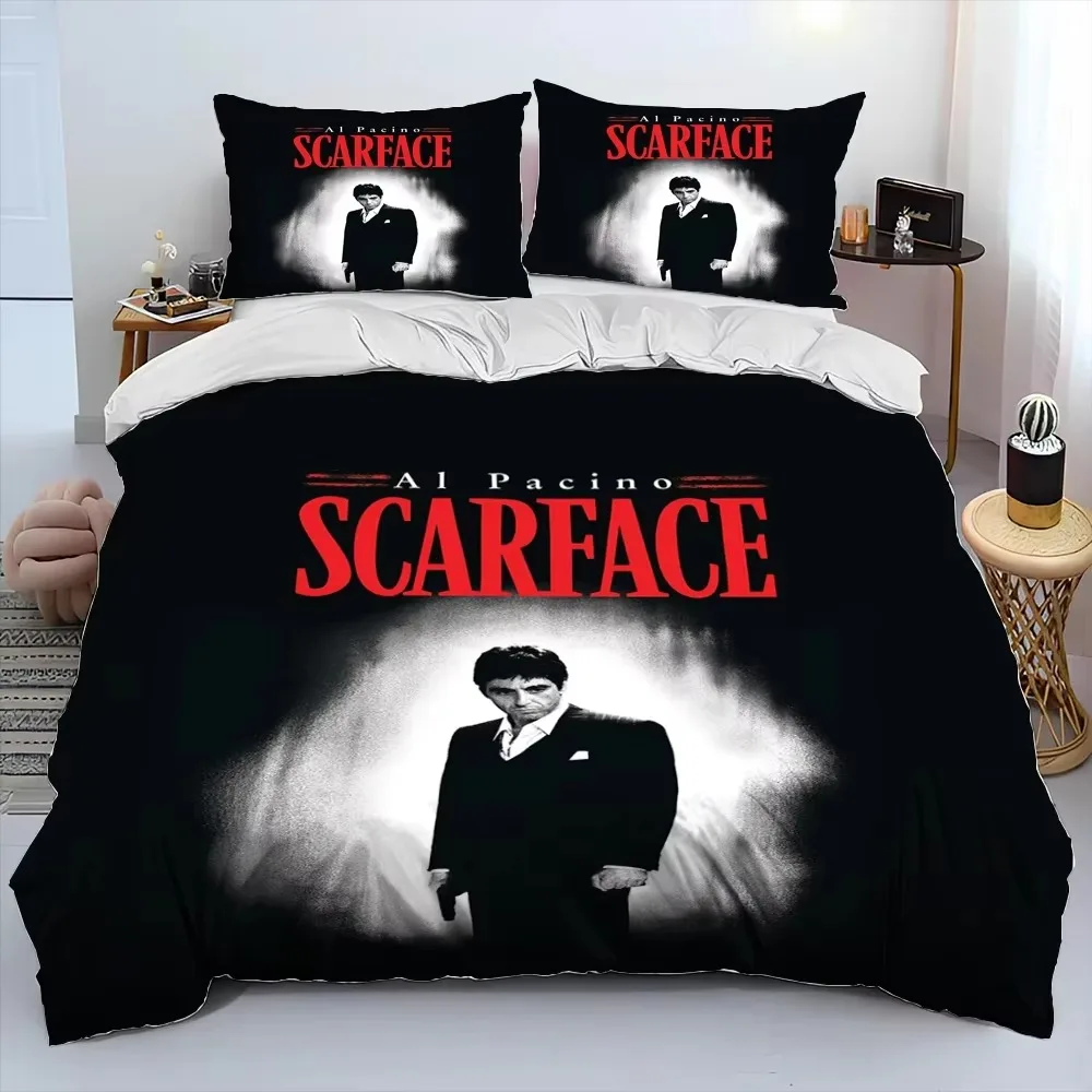 

Movie Scarface Tony 3D Printing Comforter Bedding Set,Duvet Cover Bed Set Quilt Cover Pillowcase,King Queen Size Bedding Set Kid