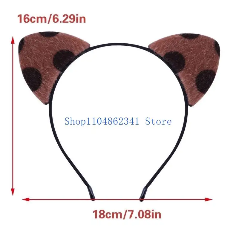 5ASD Leopard Pattern Cats عقال الأذن Cosplay Costume Hairhoop Masquerades headwear for Women and Girl Face Washing Bandband