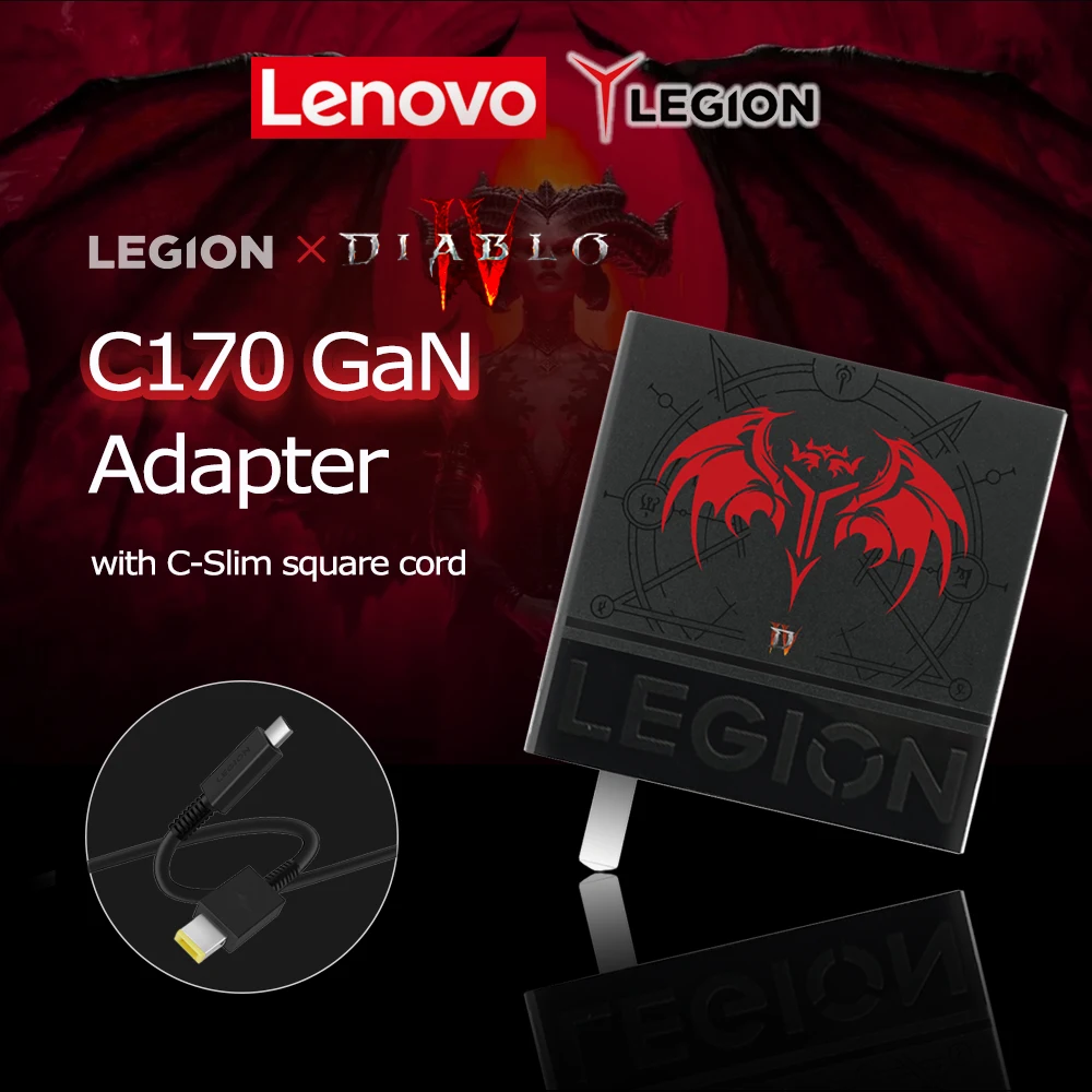 New Lenovo Legion C170W GaN Adapter Diablo IV Co-branded Charger C-Slim Square 170W for Lenovo Laptop Notebook Lapotop Tablet