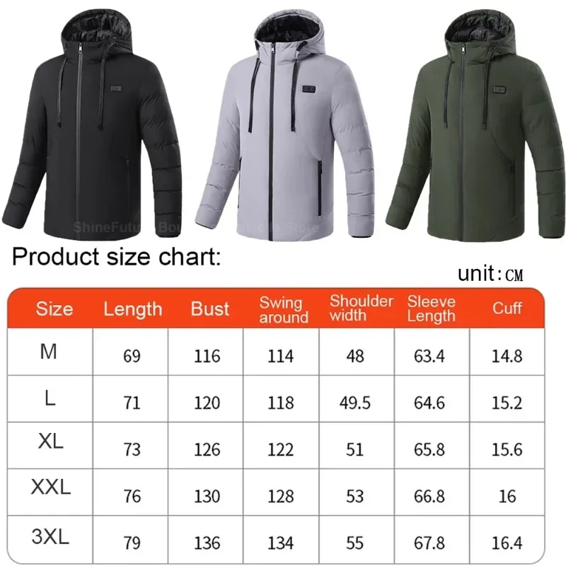 11 Areas Heated Jacket Men Electric Heating Usb Jacket Women Bodywarmer Heated Down Jacket