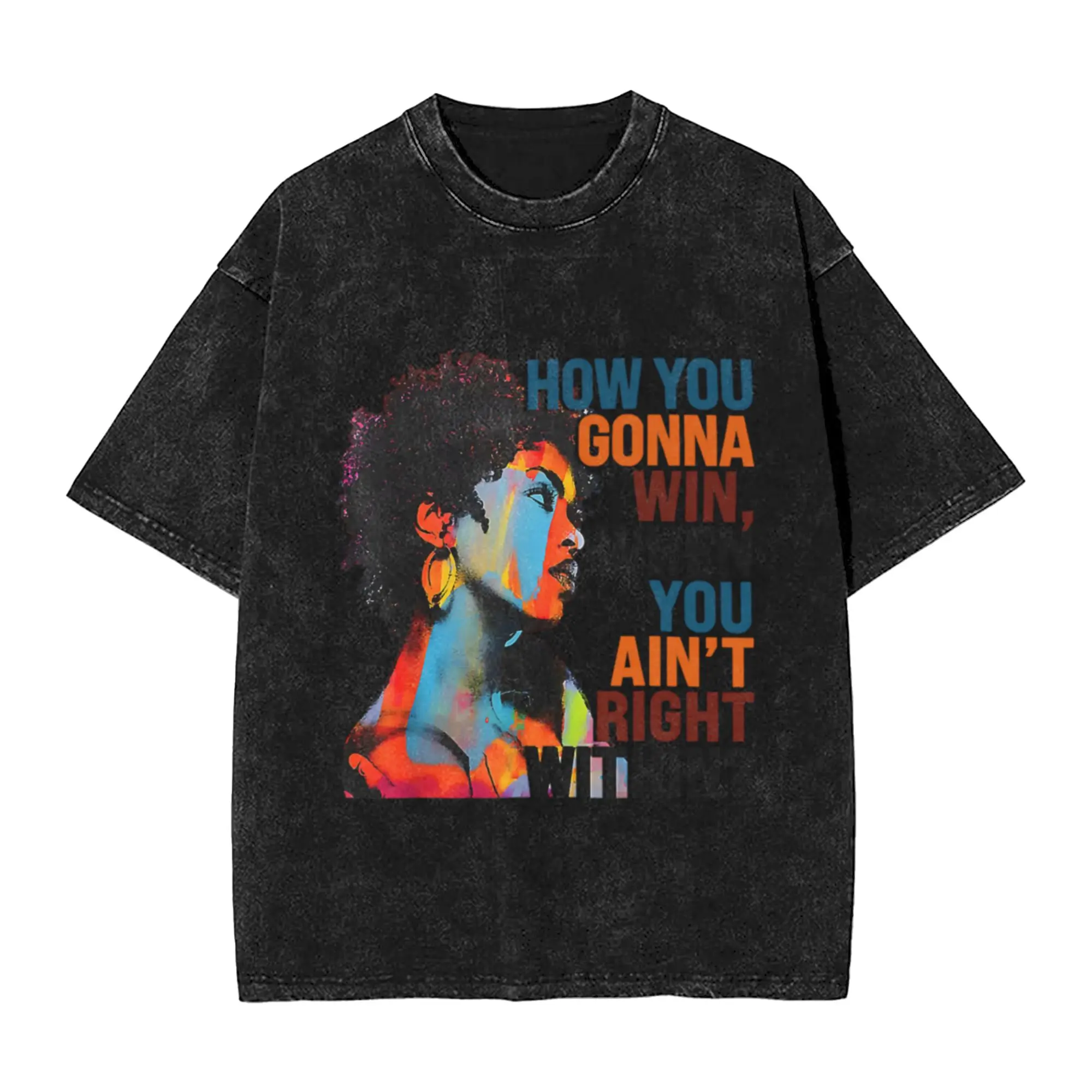 Blue Musican How You Gonna Win  When You Ain t Right Within Unique Cool A Washed T Shirt Men's Oversized Cotton Tees Tops