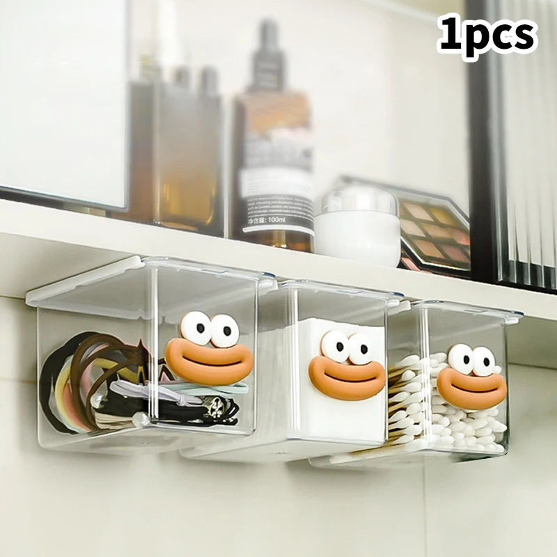 Drawer Style Storage Box Cabinet Transparent Big Mouth Cartoon Cotton Stick Makeup Cotton Bathroom Pull-Out Storage Shelf