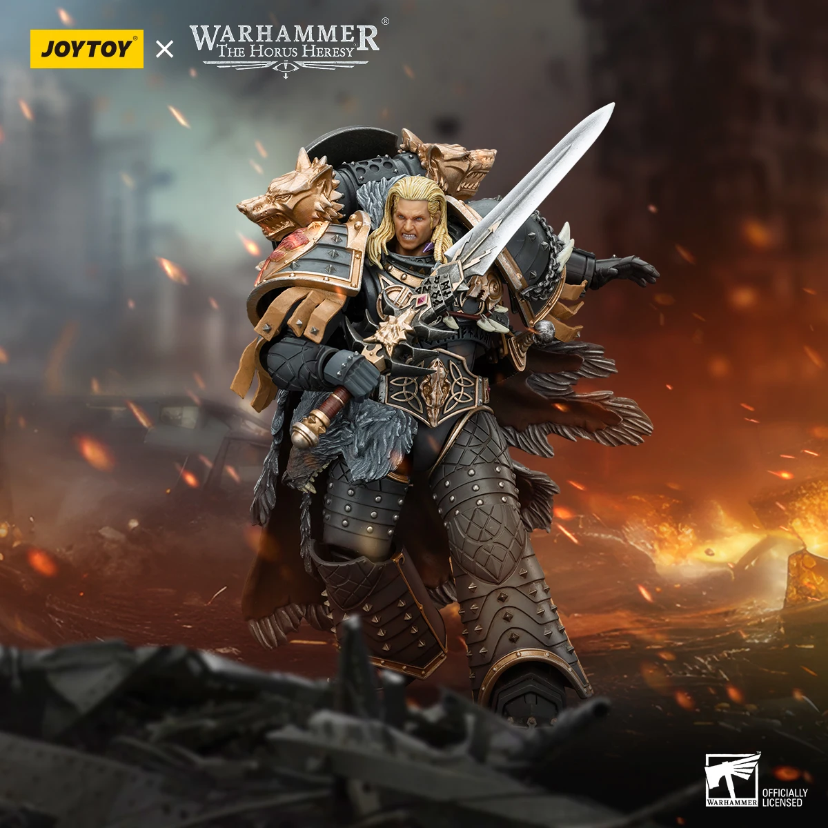 【JOYTOY】1/18 Action Figure Warhammer 40K The Horus Heresy Space Wolves Leman RussPrimarch of The Vlth Legion Military Model