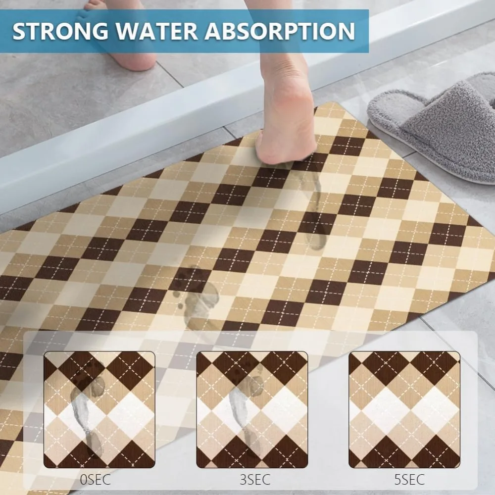 op maat gemaakte rubberen antislipbadmatten: sneldrogend, superabsorberend, dunne matten voor eenvoudige deuropruiming, wasbare badkamervloer m