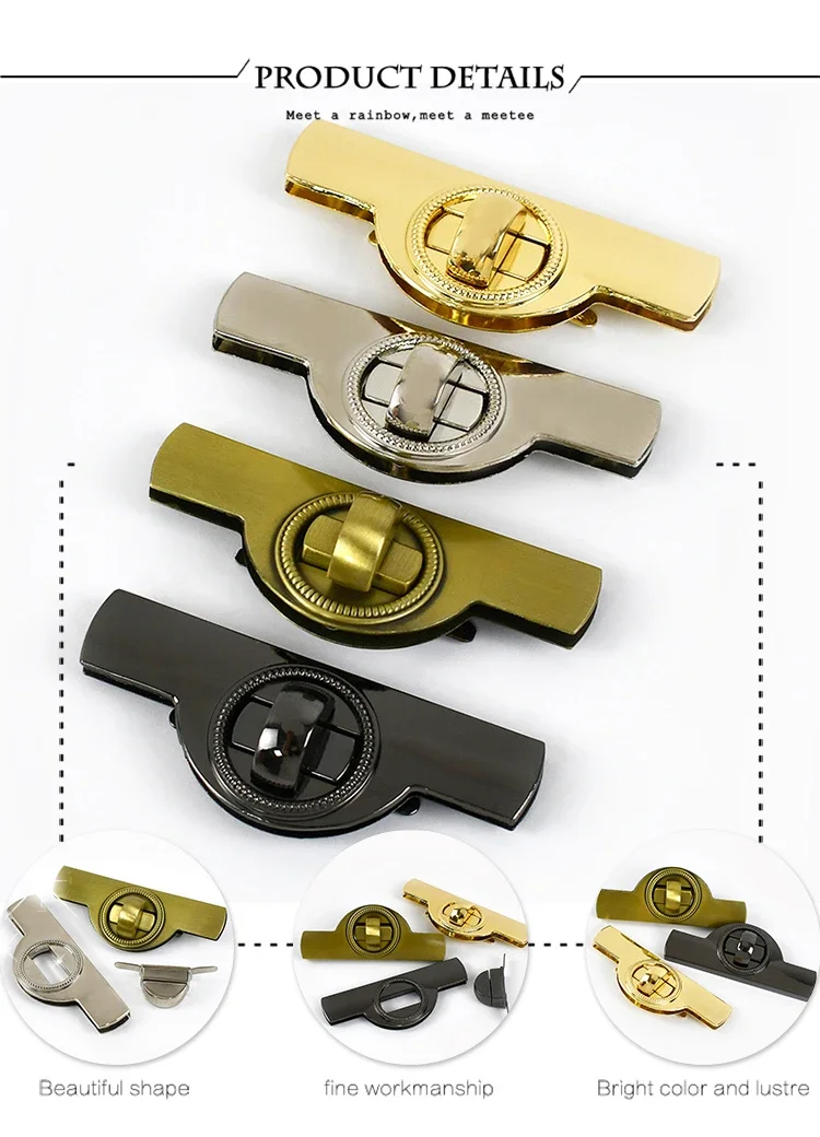 1-5Pcs Bag Twist Turn Lock Snap Metal Buckles Handbag Decor Closure Clasps DIY Luggage Replacement Hardware Accessories
