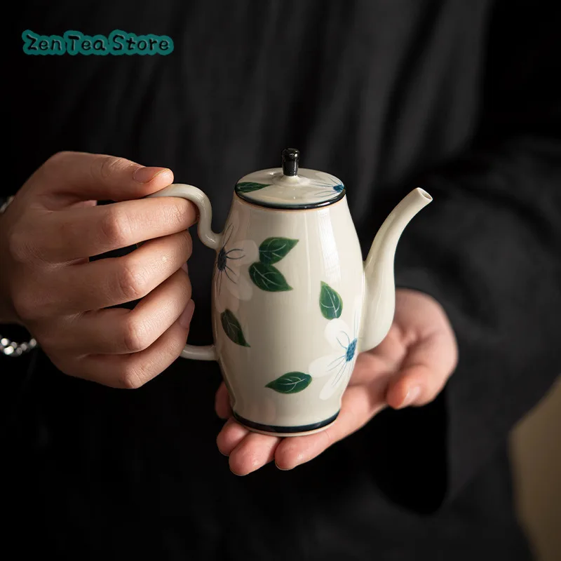 Pure Hand-painted Imitation Song Pot Light Luxury Retro Literati Princess Pot Household Ceramic Kung Fu Tea Teapot