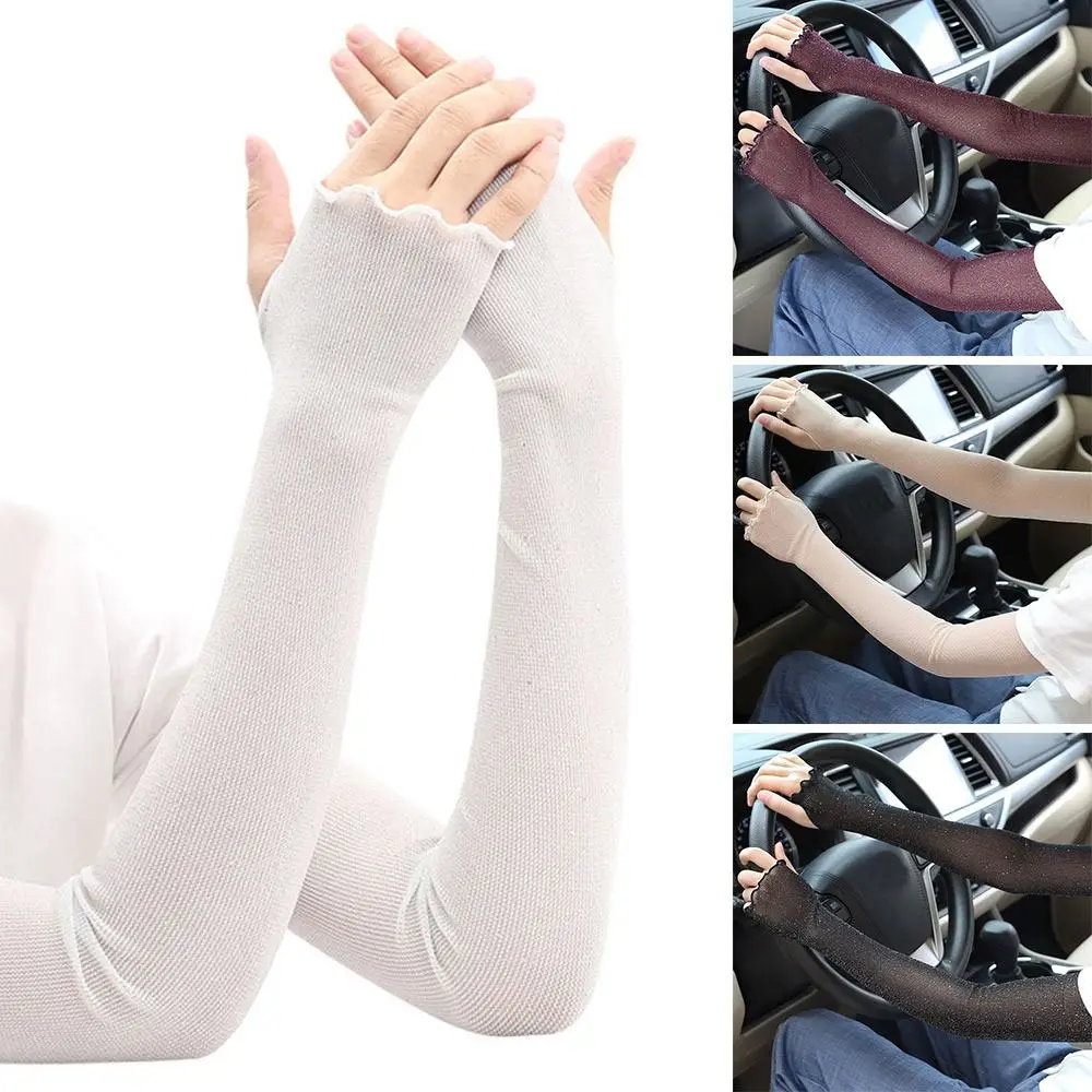 Fashion Running Fishing Sun Protection Hand Cover Mittens Sunscreen Gloves Long