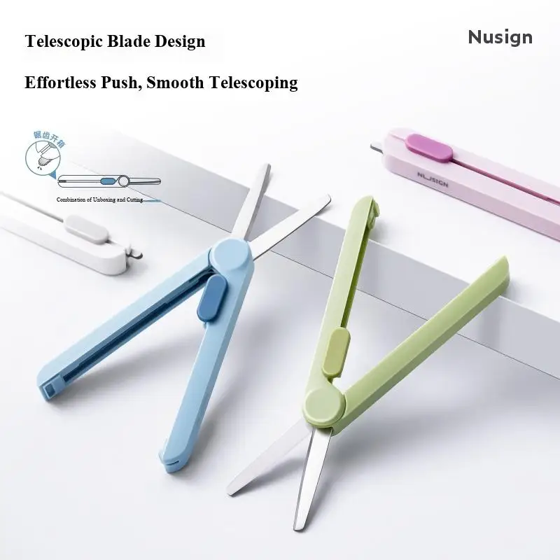 Deli Nusign NS057 Multi-function Scissors and Cutter European Style Fashion Mini Scissors Cute 4 Colors for Office And House Use