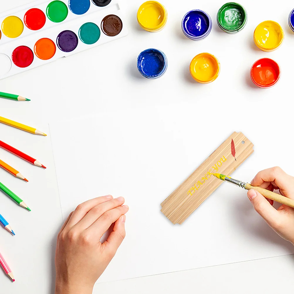Marcapáginas de madera en blanco de 20 piezas, marcapáginas rectangular de madera sin terminar para manualidades Diy para estudiantes, pintura, dibujo, diseño personalizado