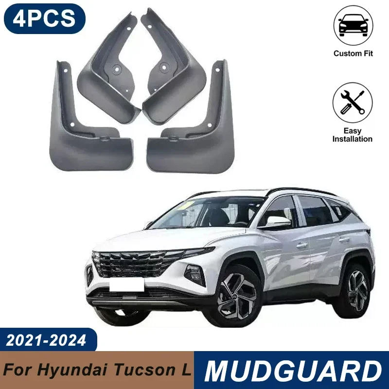 4PCS Car Mud Flaps For Hyundai Tucson L 2021-2024 Waterproof Anti-Splash Fender Mudguards Auto Exterior Accessories
