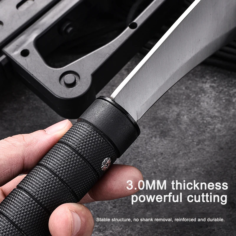 Stainless Steel Outdoor Survival Knife Portable Camping EDC Pocket Knife Multi-purpose Cutting Knife for Self Defense Hiking BBQ