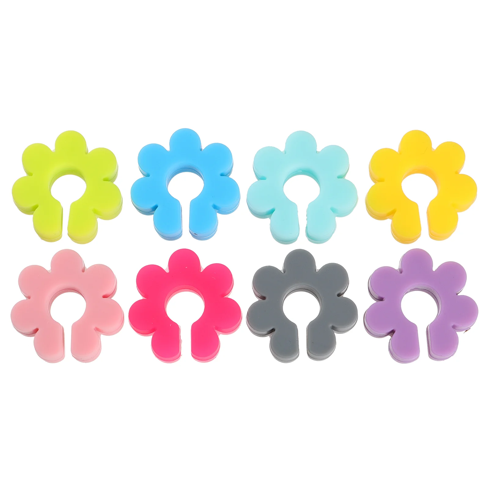 8 Pcs Flower Charms Silicone Pencil Drink Marker Silica Gel Glass Markers Party Favors