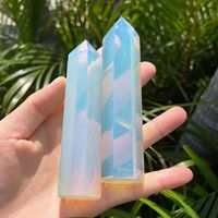 8-9cm Natural Crystals Stone Opal Wands Polishing Reiki Healing Energy Stone Hexagonal Point Obelisk Gemstones