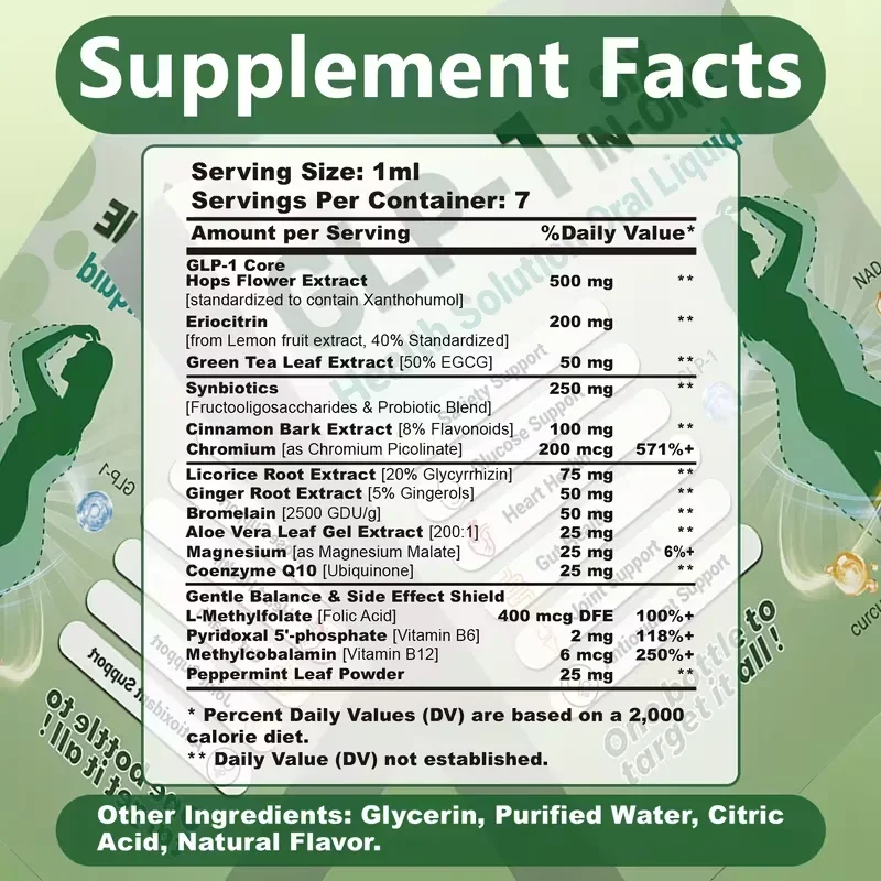 Weight Loss Oral Drops Advanced GLP-1 Formula Help Control Appetite Natural Ingredient Extraction
