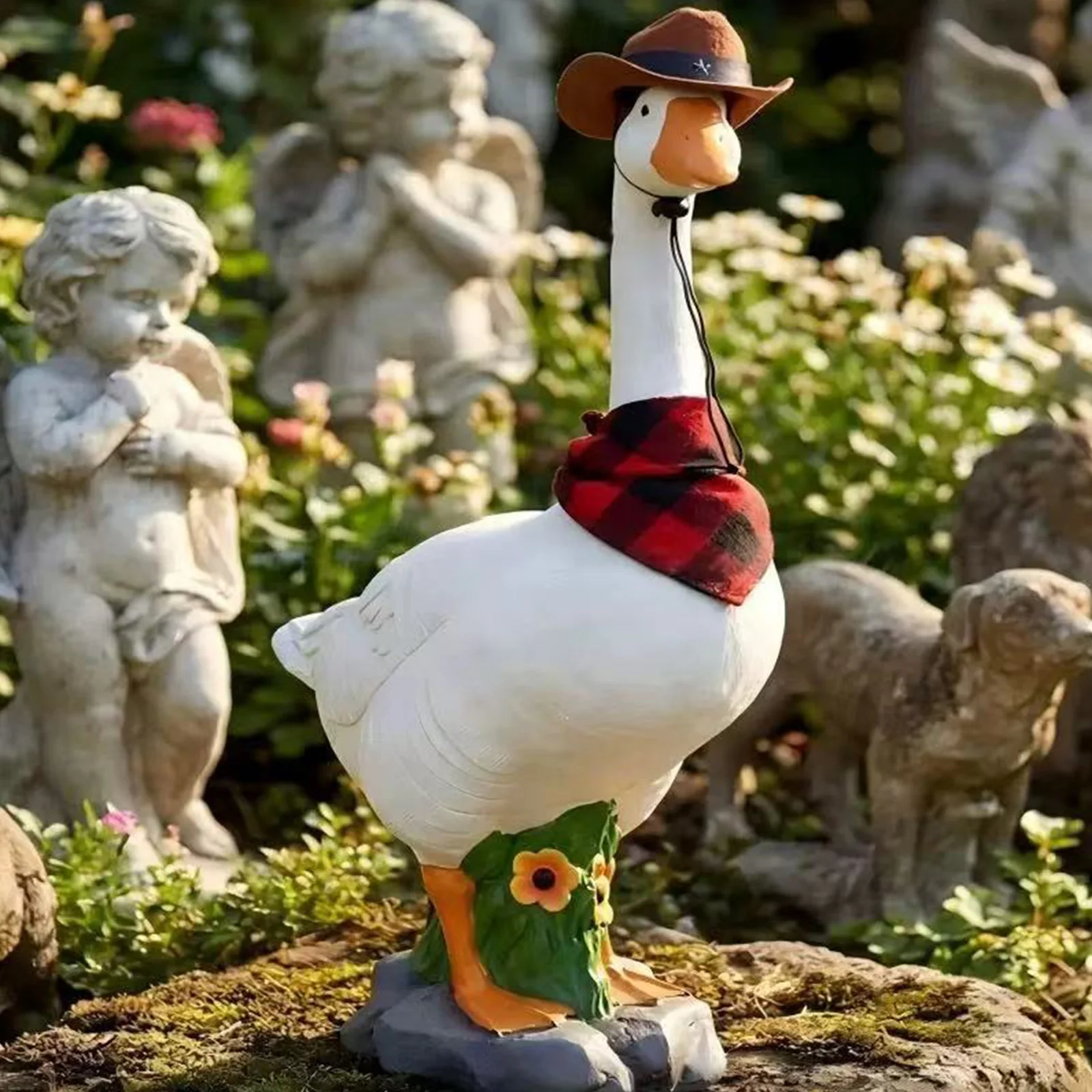 Home Decoration Sculpture Office Desk Decor Resin Realistic Large Porch Goose Statue Ornament Sand-Fillable Hollow Garden Goose