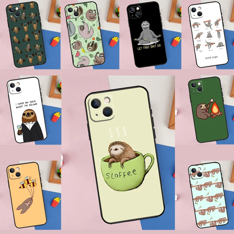 Sloth Animal Cute Phone Case For iPhone 11 12 13 14 15 16 Pro Max 12 13 Mini X XR XS MAX Plus Cover