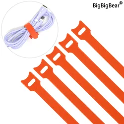 Releasable Cable Ties Wire Organizer Orange 150 200 250 mm Nylon Hook Loop Straps Wrap Zip Bundle Bandage Tie Plastics Fastening