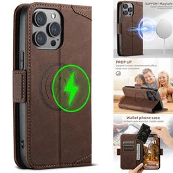 SUTENI Luxury Wallet Leather Magsafe Card Holder Flip Magnetic Phone Case For iPhone 17 16 15 14 13 12 Pro Max Plus Cover