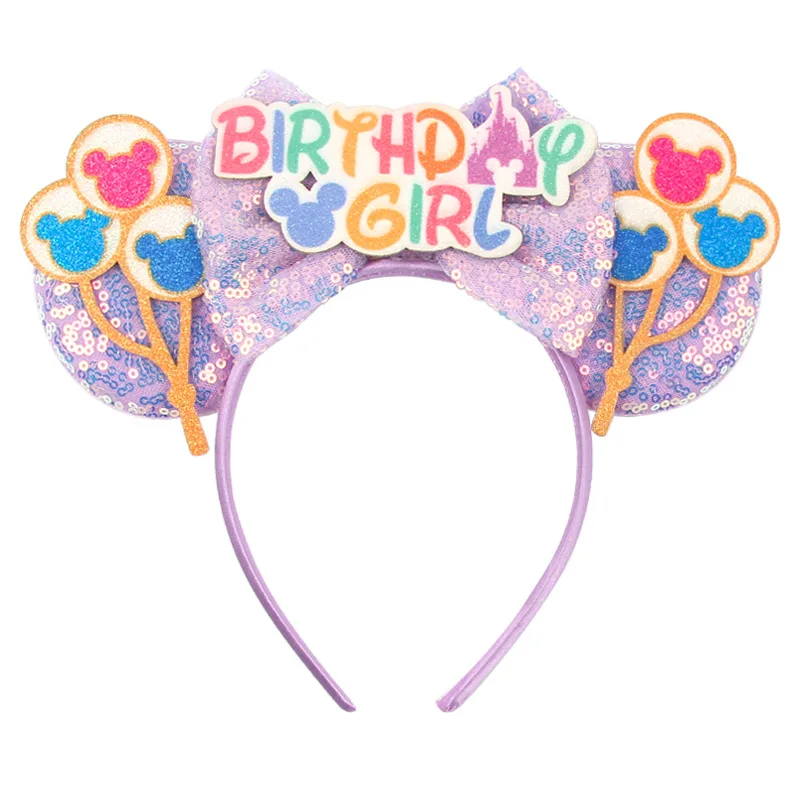 Children's Mickey birthday headbands, sequins, bows, Minnie balloons, ear studs, cute Halloween party decorations, headwear image 4