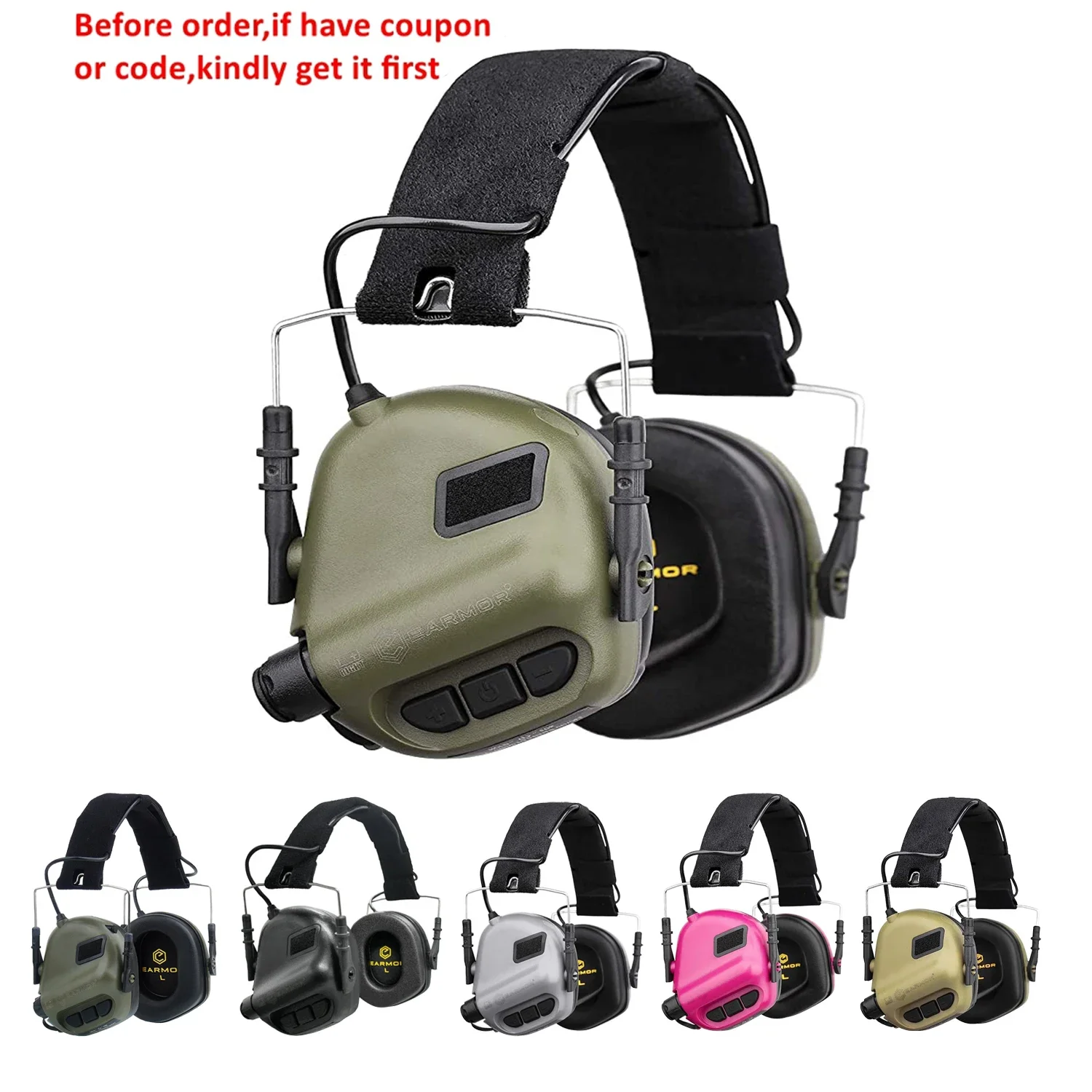 EARMOR Electronic Shooting Earmuffs Ear Muffs Safety Tactical Gun Sound Amplification Hearing Protection NRR 22dB