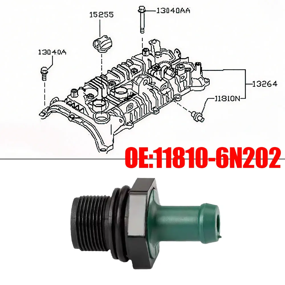 

1Pc Automobile PCV Valve Assembly O-Ring Seal Parts Car Engine Accessories for Nissan / Infiniti 11810-6N202