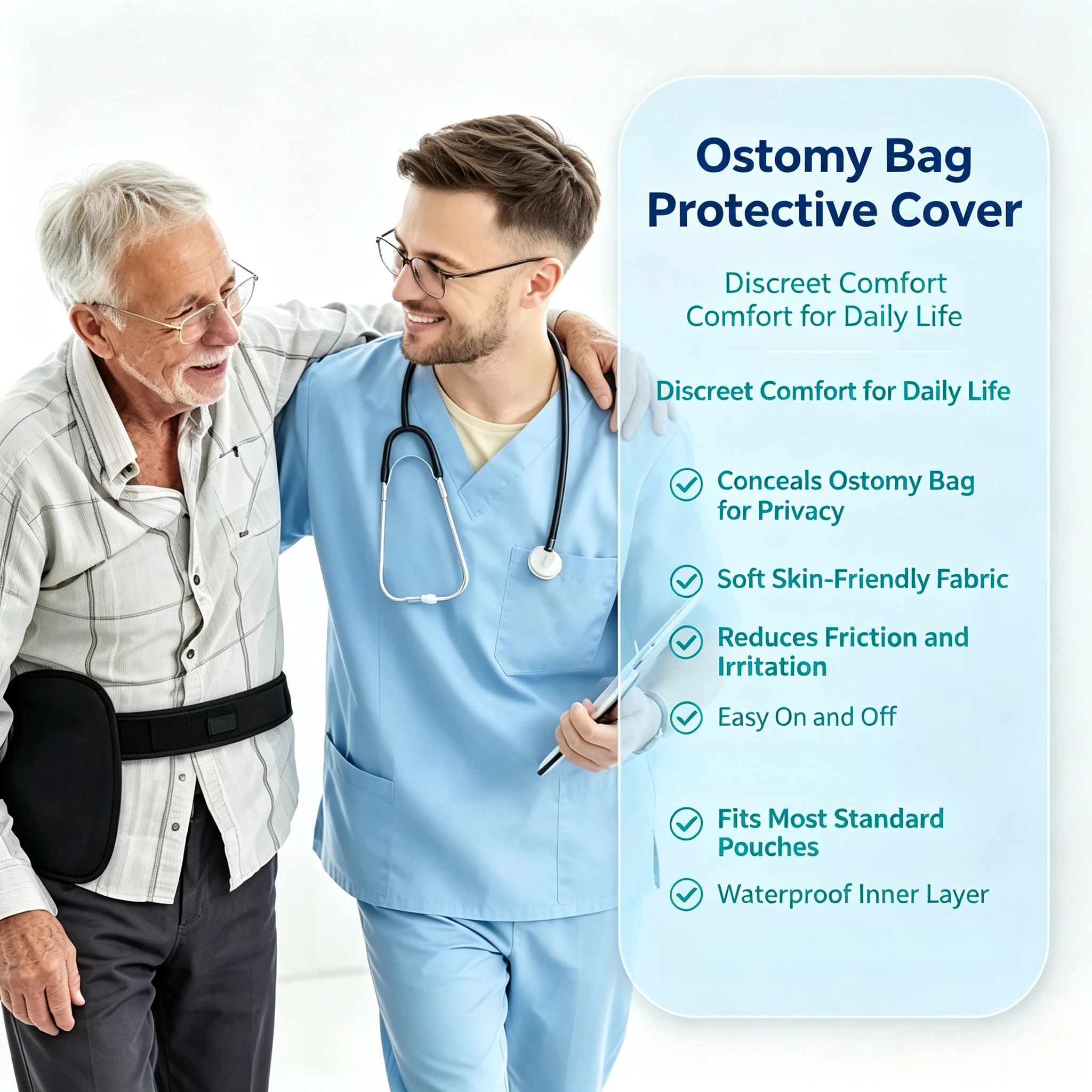 Ostomy Pouch Protector Belt Holder Cover Seal Ring Strips Baseplate Fixation Support Durable Waterproof Comfortable Adjustable