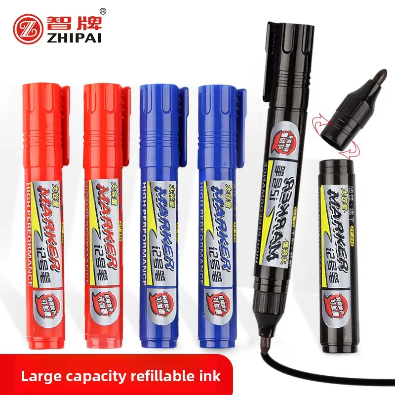 Black Permanent Marker Pens 10Pcs Set Waterproof Non-Fading Quick Dry Markers for Logistics Express Shipping Office Supplies