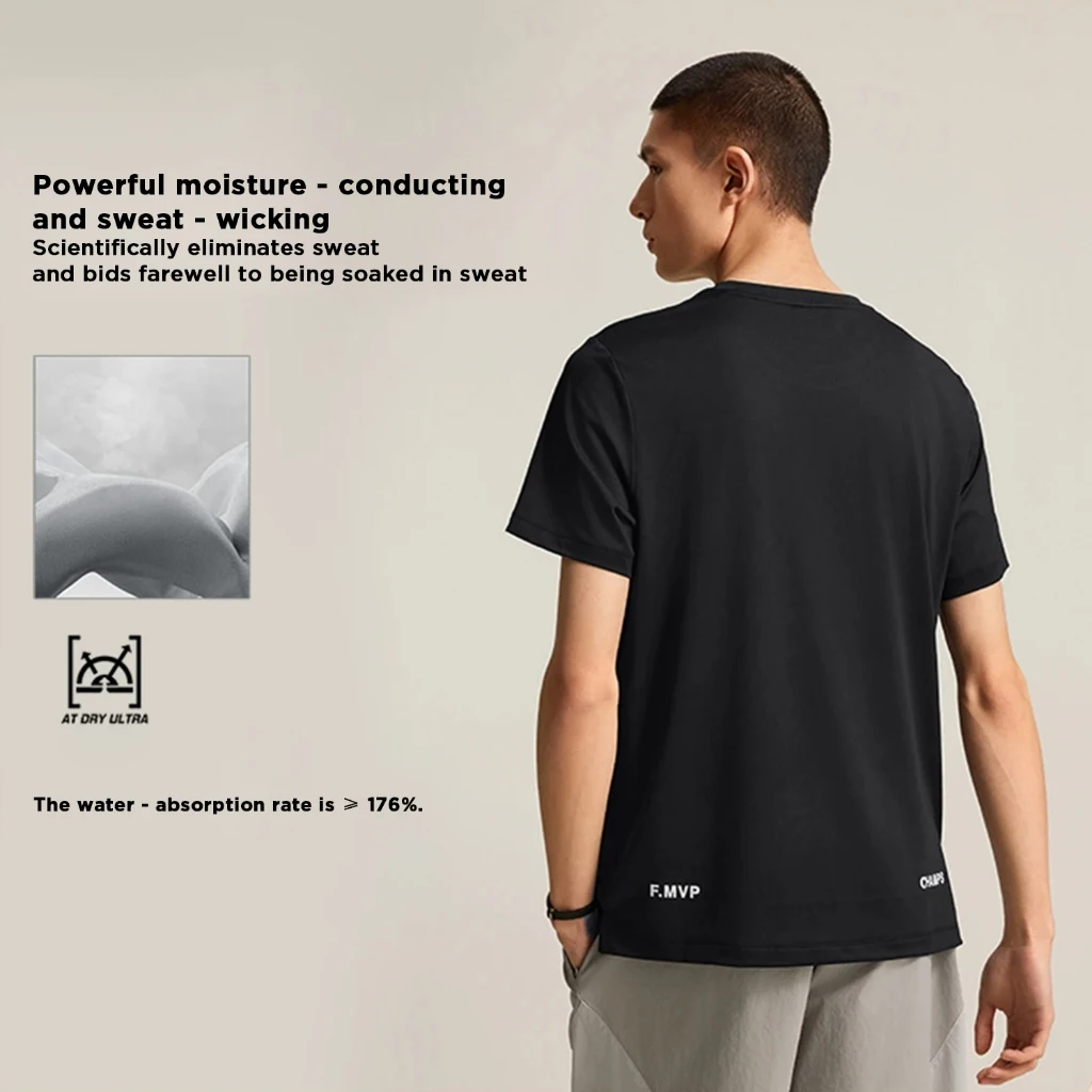 LI-NING Wade Series Men's Moisture wicking AT DRY Antibacterial Short sleeved T-shirt ATSV015