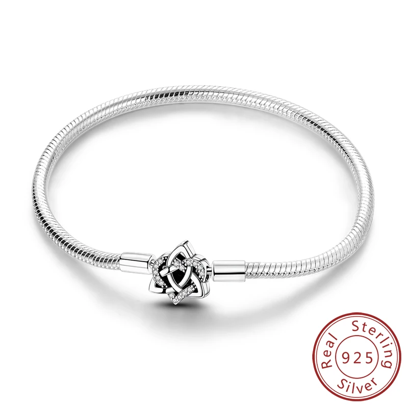 Original-Armband aus 925er-Sterlingsilber, Charm-Armband, 17–20 cm, Liebeskreuz, Schlangenknochen-Armband für Frauen und Mädchen, DIY-Schmuck
