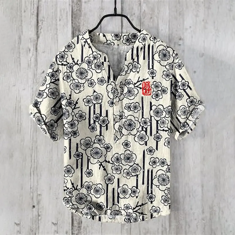 Men's and women's fashion summer casual piano linen 3D printed Hawaiian shirt men's vacation seaside casual liling shirt