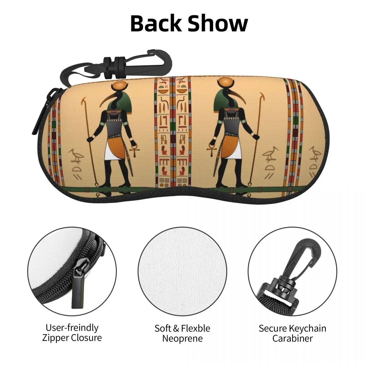 Custom Egyptian Hieroglyphs Pharaoh Shell Eyeglasses Protector Cases Cool Sunglass Case Ancient Egypt Culture Glasses Pouch