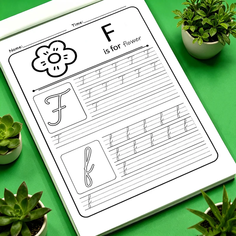 Cursive Handwriting Workbook 32 Pages, Beginner Cursive Alphabet Word Sentence Tracing Practice Calligraphy Book