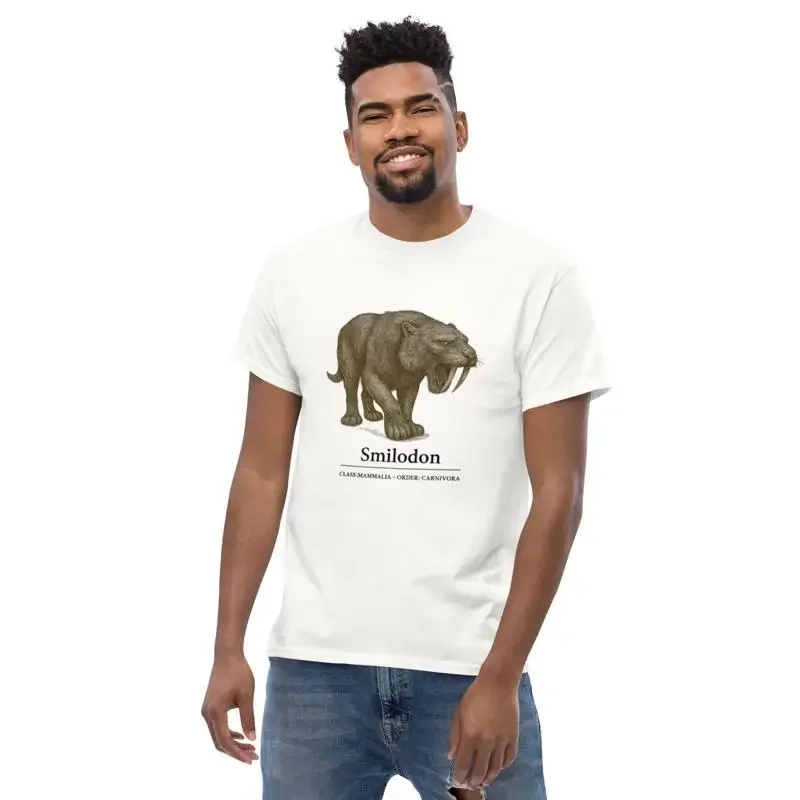 Smilodon Sabre Tooth Tiger Vintage Prehistoric Animal Illustration