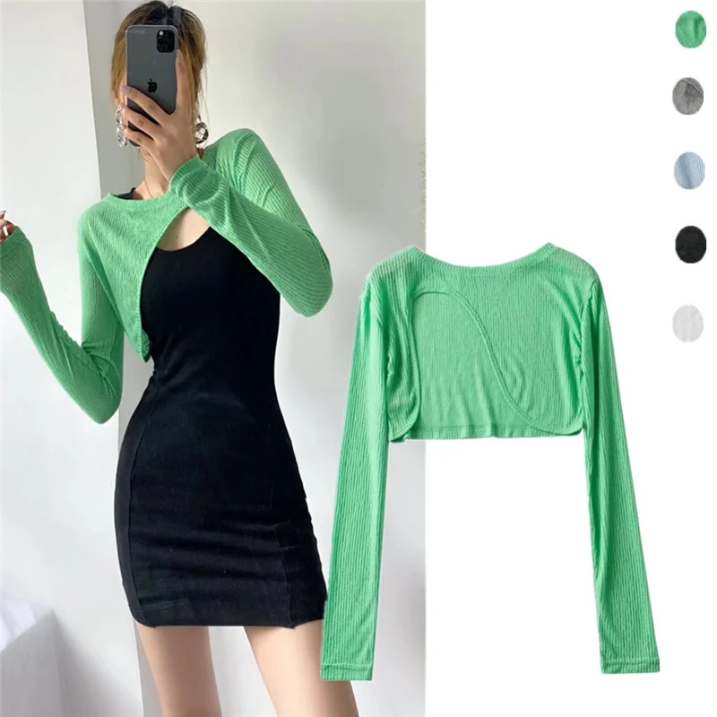 

Women's ort Knitted Long Sve Sweater Hollow out Design Layering Sle Slimming Top Streetwear Pure Color Straight Fit