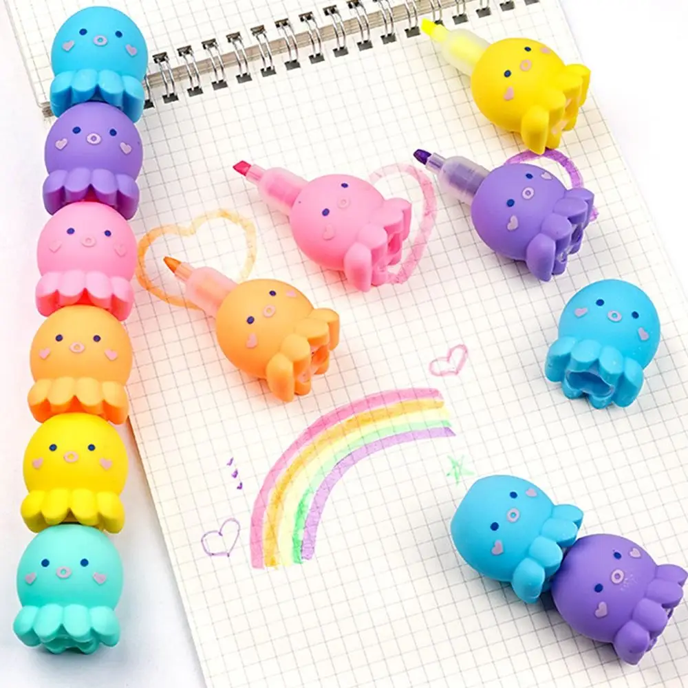 5Colors/Box Cat Claw Little Bear Heart Shape Set Highlighter Cute Kids Stationery Line Color Marker Pen School Office Supplies