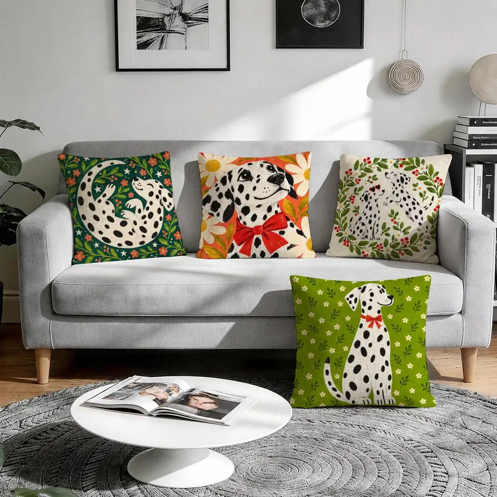 Dalmatian Classic Bold Cushion Cover 1/4Pcs Linen Throw Pillow Covers Double-Side Print Sofa Couch Living Room Decor