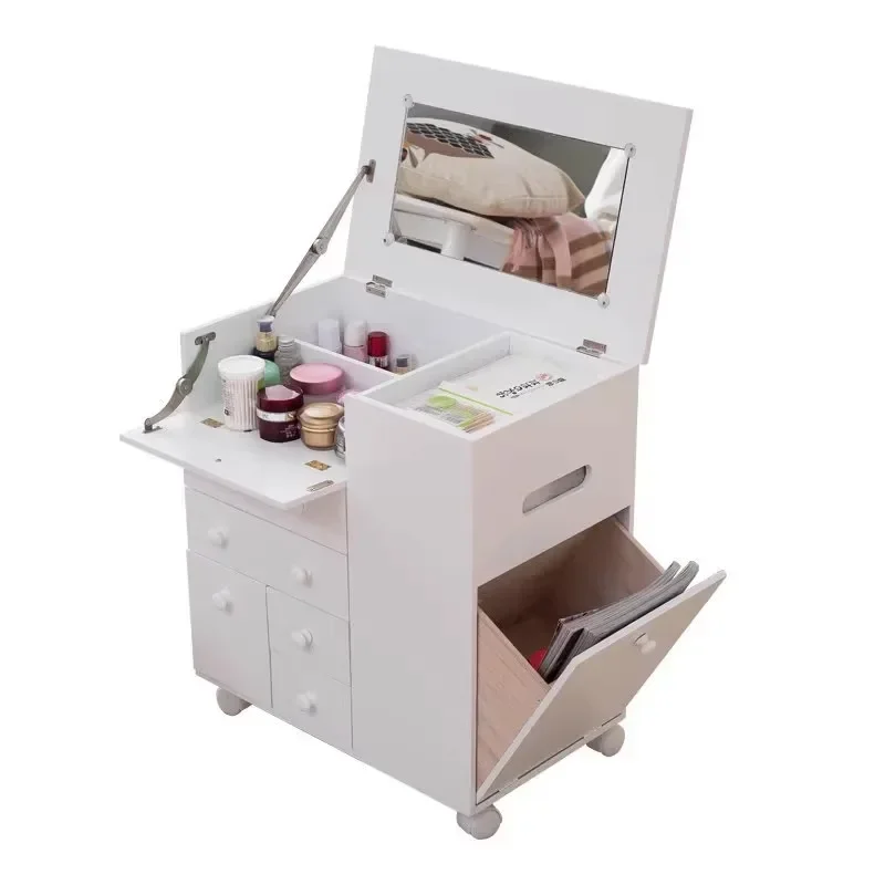 Mini Dresser Bedroom Flip Mobile Solid Wood Small Makeup Table Bay Window Makeup Storage Cabinet