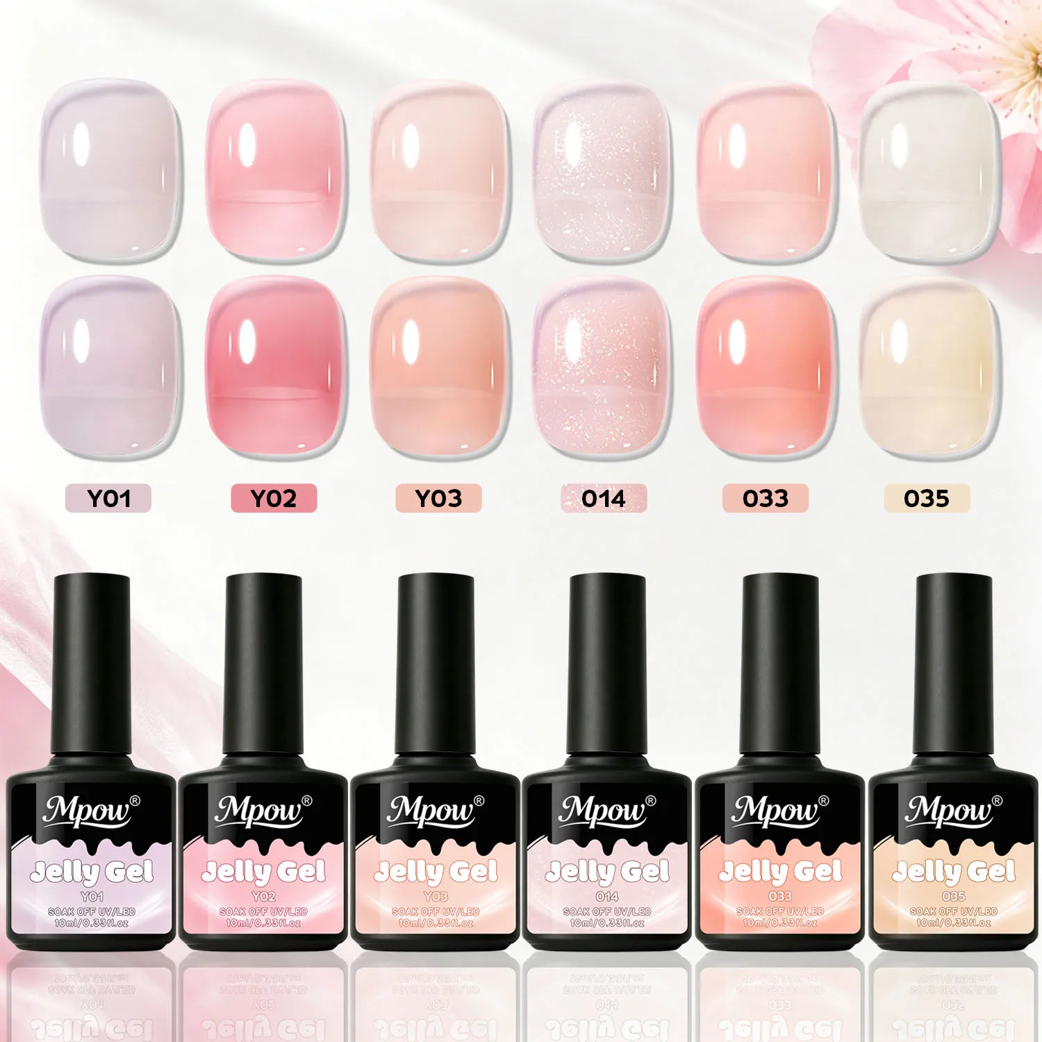 Mpow 1/3/6 Pcs Sheer Nude Jelly Gel Nail Polish Translucent Colors for Daily Work Soak Off UV LED Semi Permanent Nail Art Kit