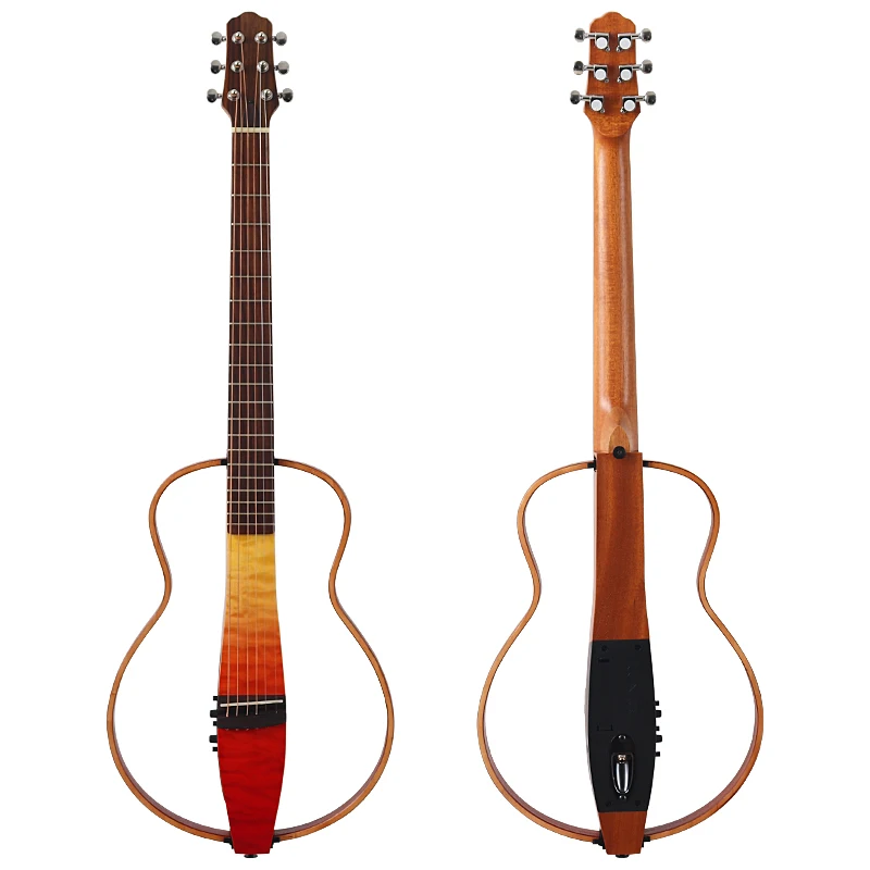 39 Inch Removable Acoustic Electric Guitar 6 Strings Guitar Brown Color Folk Guitar with Pickup Good Handicraft