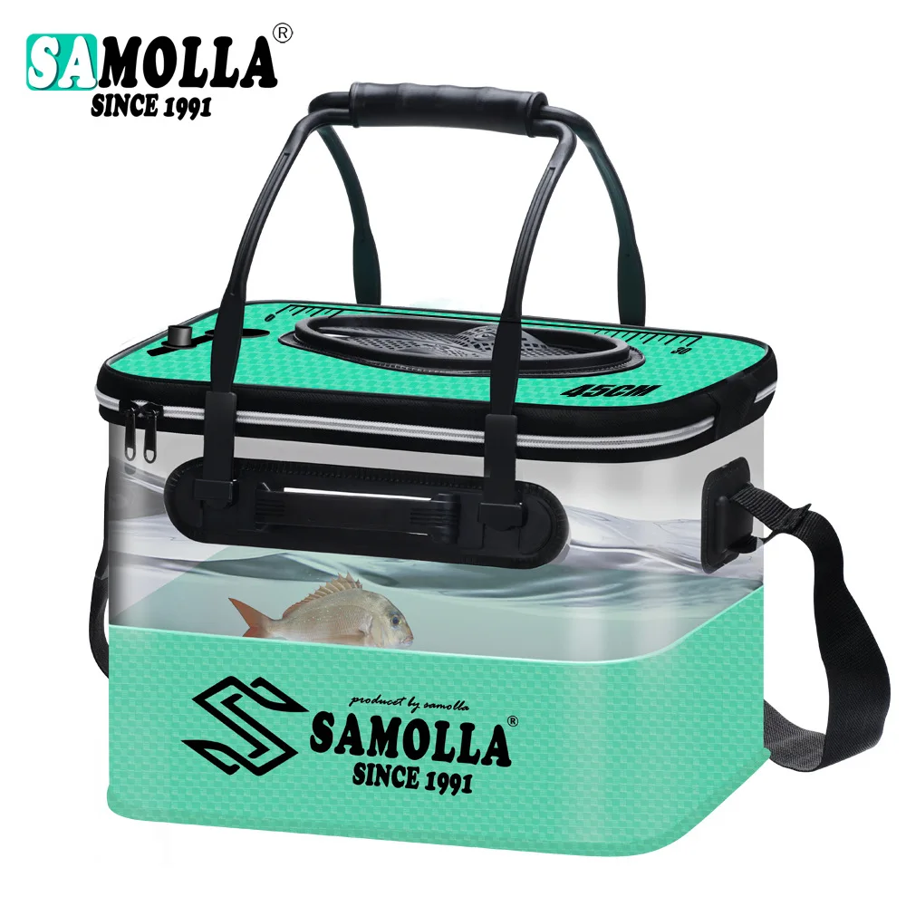 

Складное рыболовное ведро Samolla из толстого водонепроницаемого и износостойкого материала EVA, 45 см, портативная сумка для рыбы для рыбалки на открытом воздухе