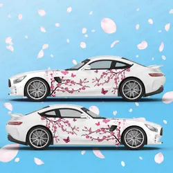 Anime Flower Vehicle Livery Theme Plum sakura Side Car Wrap Cast Vinyl Wrap Universal Size Premium Pink Anime Car Sticker