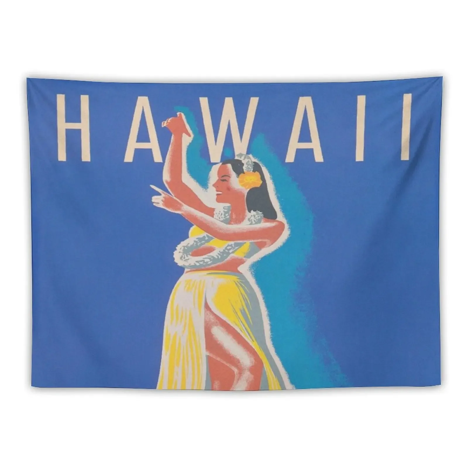 Hawaii Hula Girl Vintage Travel Poster Tapestry Japanese Room Decor Home Decorations Wall Hanging Wall Tapestry