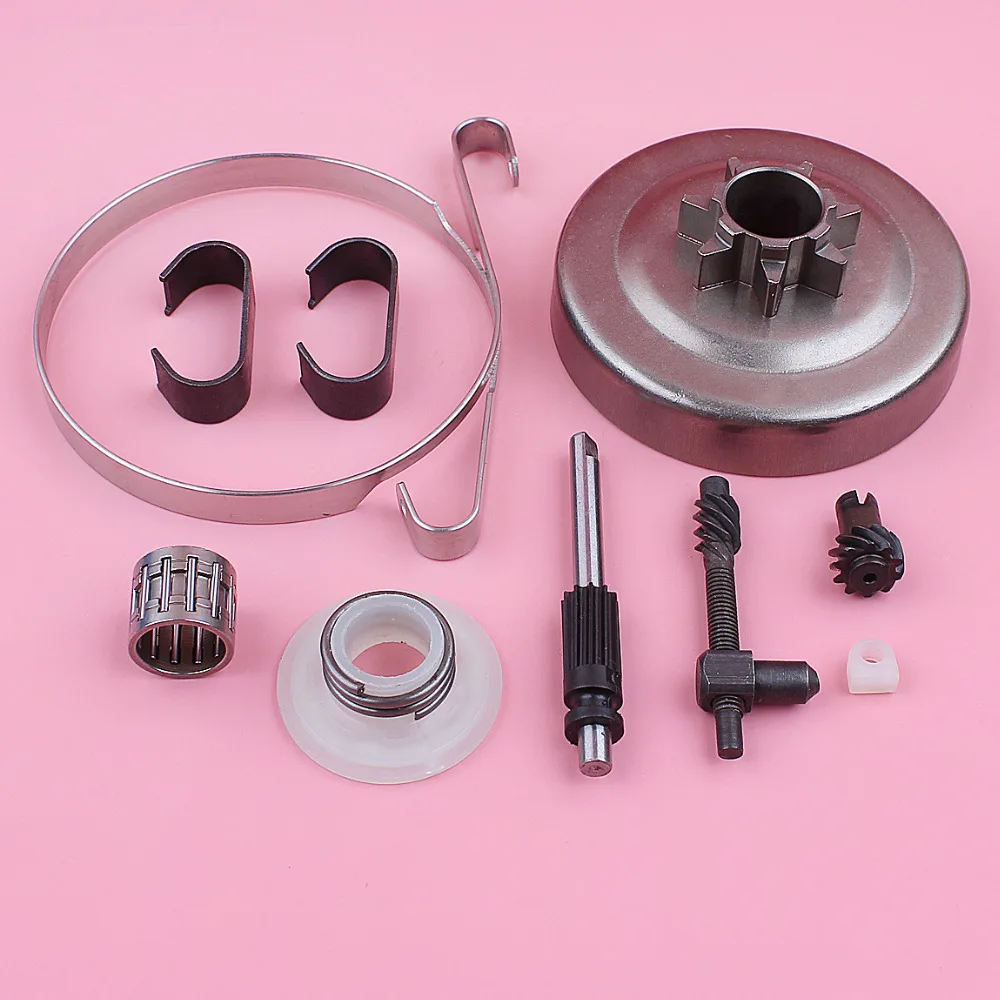 . 325 7t rolamento da mola do cilindro da embreagem para husqvarna 445 450 corrente ajustador faixa de freio bomba óleo sem-fim engrenagem motosserra substituir parte