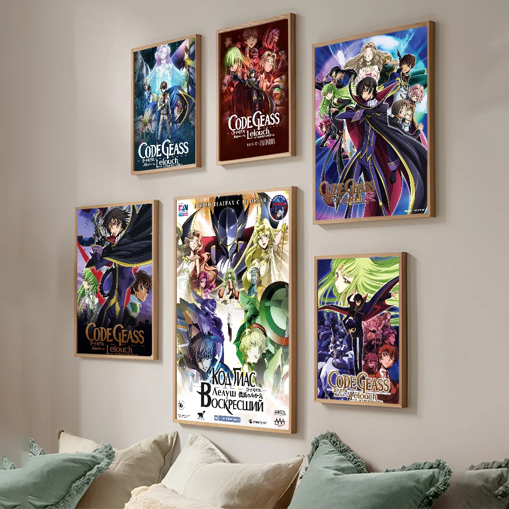 Code Geass Movie Sticky Posters Vintage Room Home Bar Cafe Decor Vintage Decorative Painting