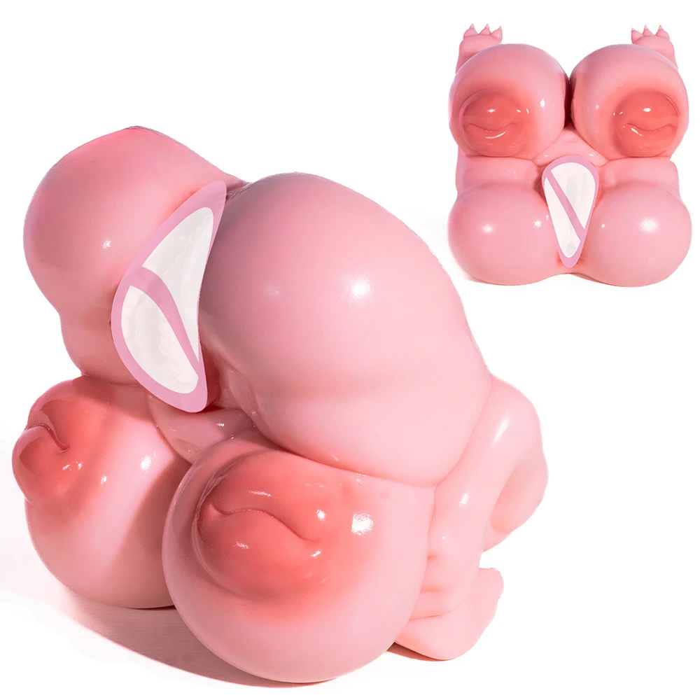  LEZEE Big Pussy Soft Silicone Masturbator Cup Dual Hole Penis Massager Realistic Vaginal Tight Animal Pussy Penis Exerciser